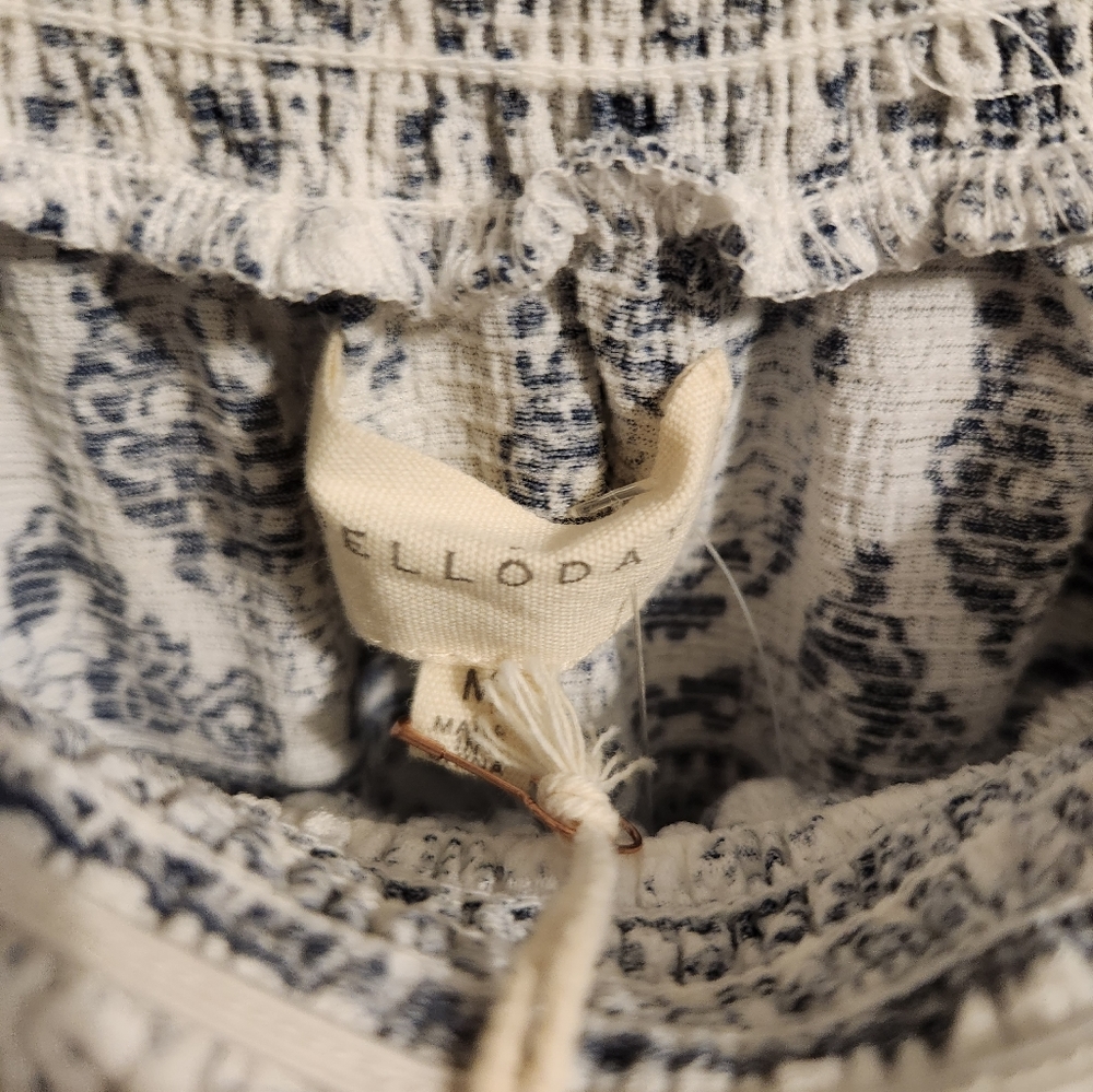 NWT Melloday women’s white and blue off shoulder half sleeve boho top - Picture 9 of 12